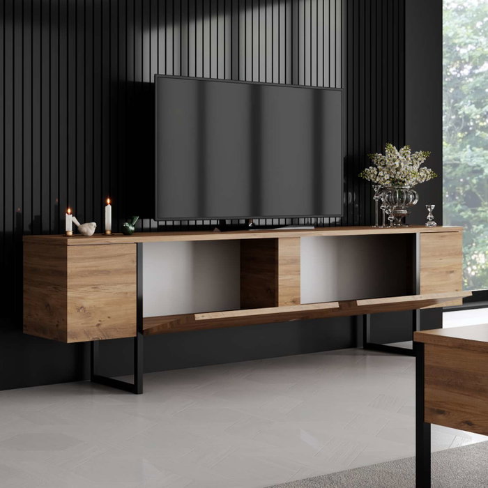 Hanah Home Soporte para TV Luxe - Pino Atlántico y Negro Hanah Home Soporte para TV Luxe - Pino Atlántico y Negro